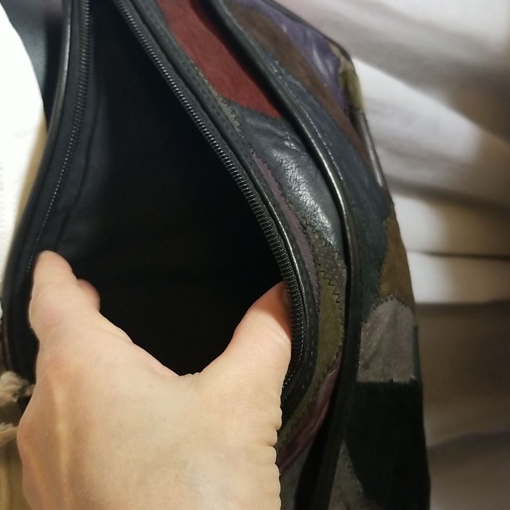 Vintage Suede patchwork handbag - Picture 6 of 7